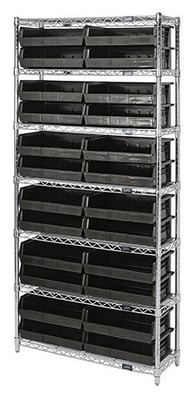 Chrome Wire Shelving Units With Ultra Bins - HWR7-245-BK