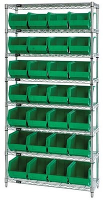 Chrome Wire Shelving Units With Ultra Bins - HWR8-239-G