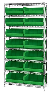 Chrome Wire Shelving Units With Ultra Bins - HWR8-250-G