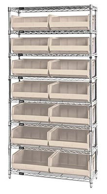 Chrome Wire Shelving Units With Ultra Bins - HWR8-250-I