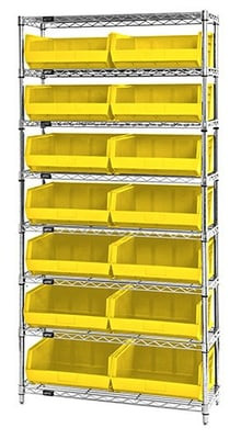 Chrome Wire Shelving Units With Ultra Bins - HWR8-250-Y