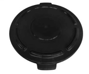 Crusader Round Trash Cans - Lids & Dolly - HCTC-L32-BLACK