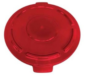 Crusader Round Trash Cans - Lids & Dolly - HCTC-L44-RED