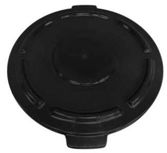 Crusader Round Trash Cans - Lids & Dolly - HCTC-L55-BLACK