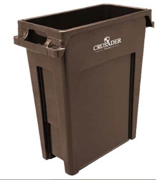 Crusader Thin Trash Cans - HCTH-16-BROWN