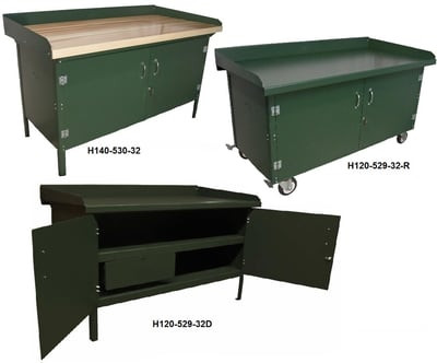 Enclosed Cabinet Workbench - H140-530-32-R
