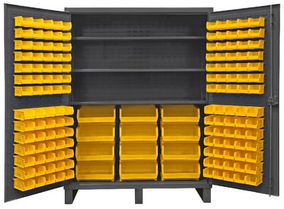 Heavy Duty Storage Cabinets With Hook-On Bins - HHDC60-156-3S95