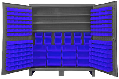Heavy Duty Storage Cabinets With Hook-On Bins - HHDC72-192-3S5295