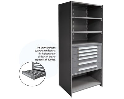 Modular Drawers For 36" Wide Lyon Industrial Clip Shelving - HDDJ115035A