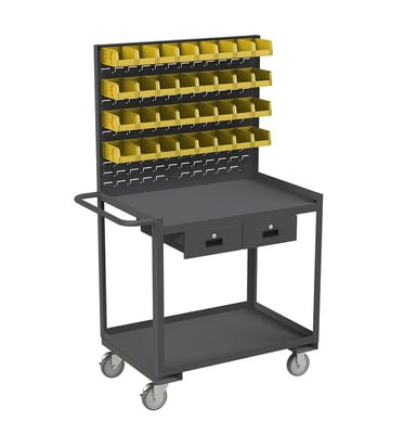Shelf Carts/Workstations With Panels - HRSC-2436-2-LP-2DR-32B-95