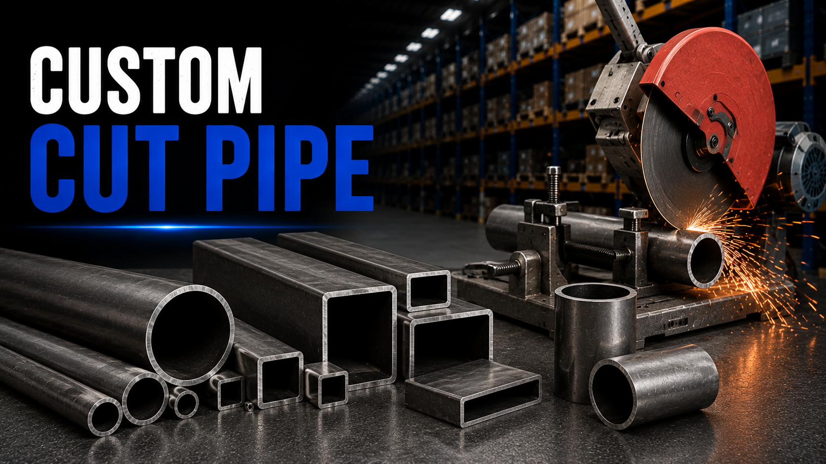 Custom cut steel pipe available in black, galvanized, stainless steel, and specialty lengths cut to your specifications.