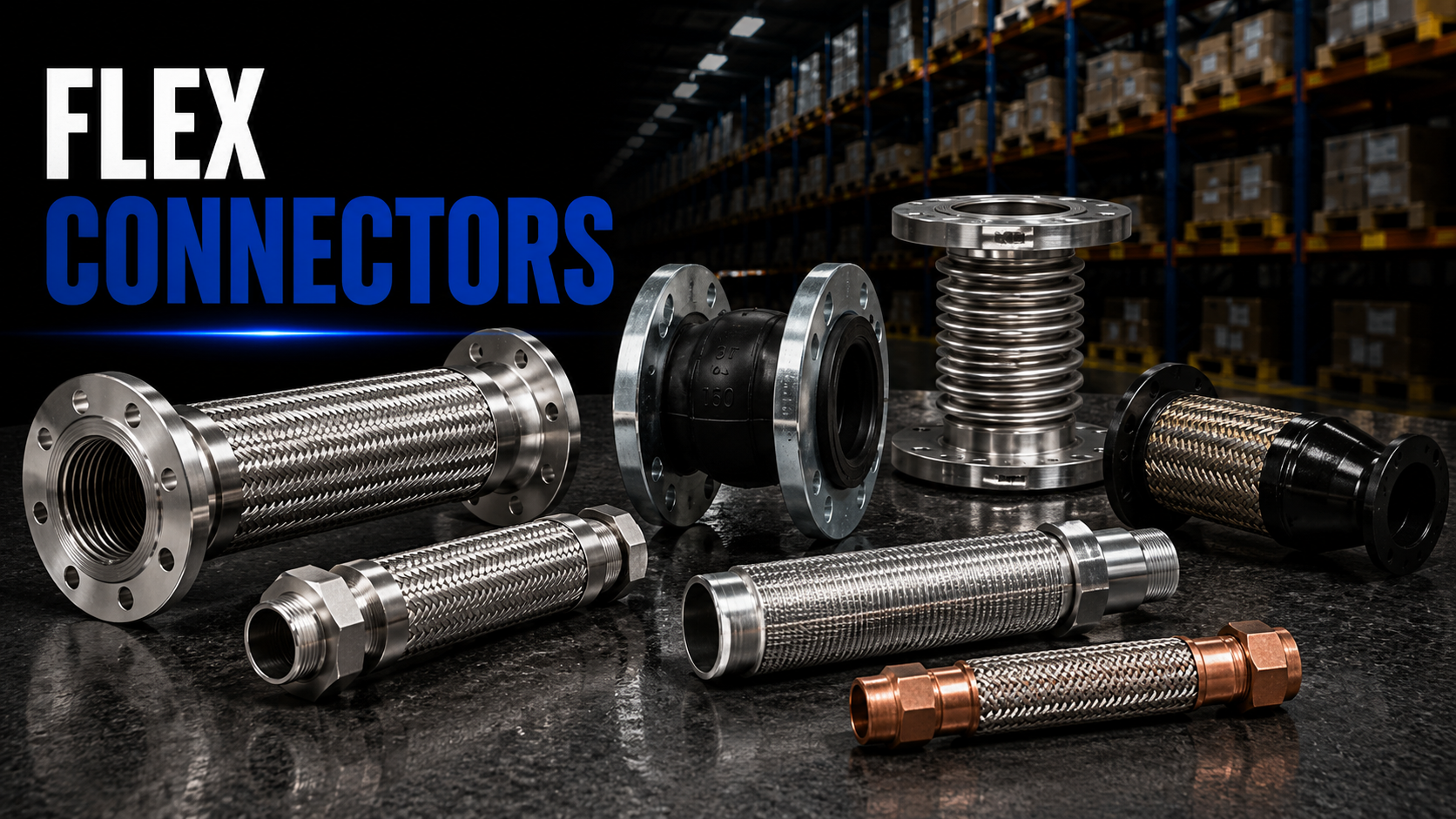Flexible pipe connectors and expansion joints designed to absorb vibration, movement, noise, and thermal expansion in piping systems.