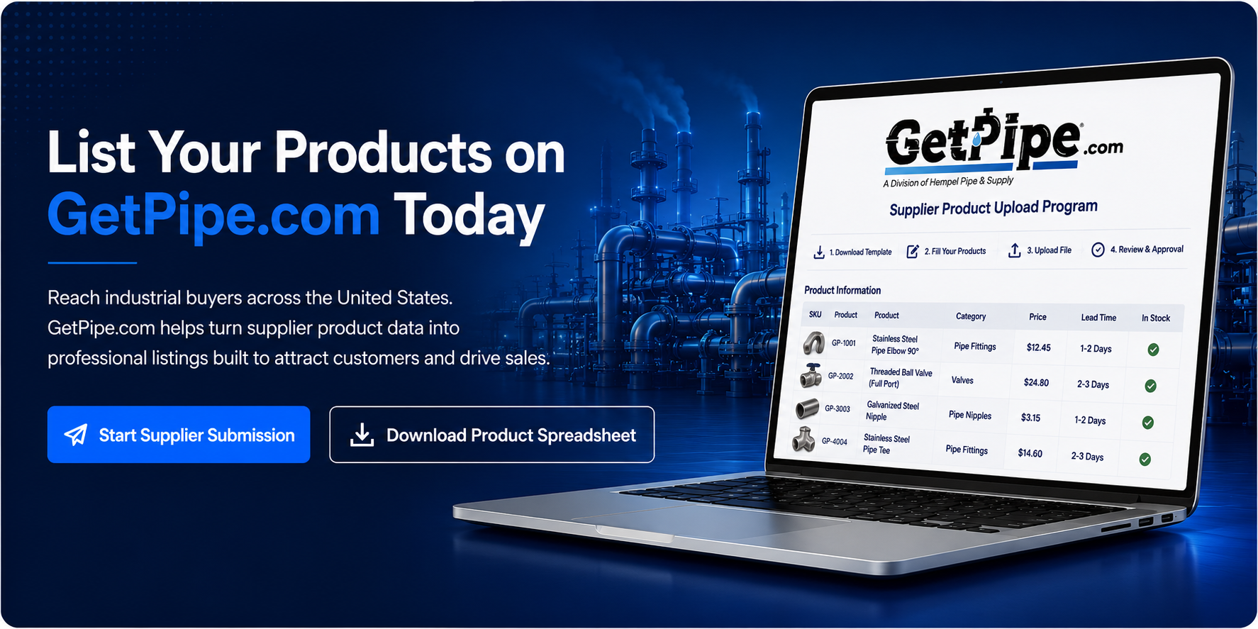 List Your Products on GetPipe.com Today