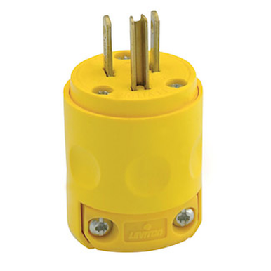 Yellow 15A Straight Blade Rubber Plug