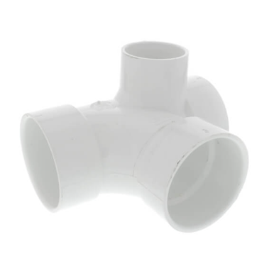 PVC DWV Sanitary Tee w/ Left Side Inlet (HUB x HUB x HUB)