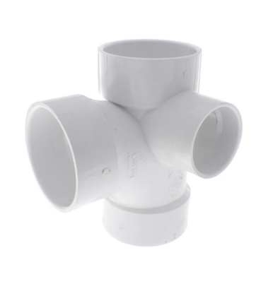 PVC DWV Sanitary Tee w/ Right Side Inlet (HUB x HUB x HUB)