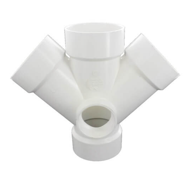PVC DWV Double Wye w/2" Side Inlet 3x3x3x3x2" (H x H x H)