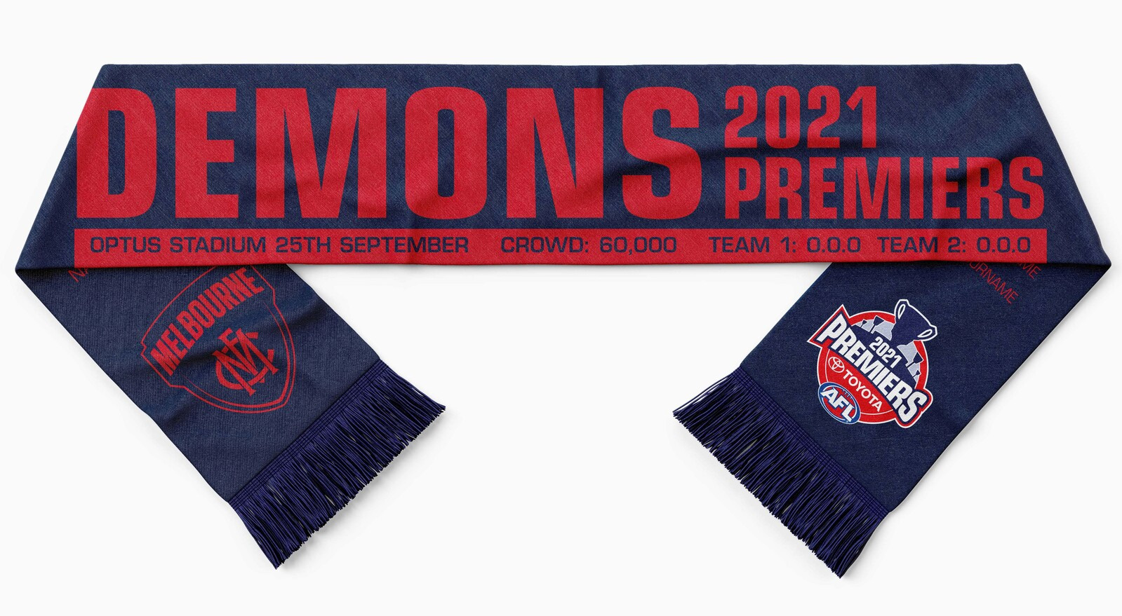 Official AFL Merchandise Melbourne Demons 2021 AFL Premiers Scarf