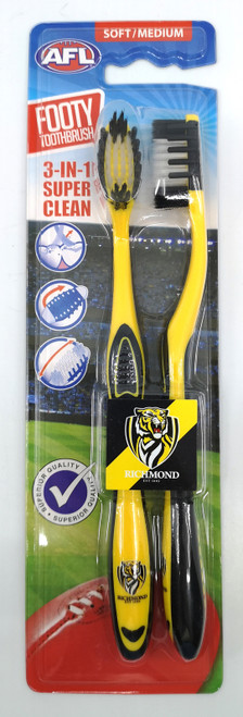 Richmond Tigers AFL Adults Toothbrush - 2 Pack