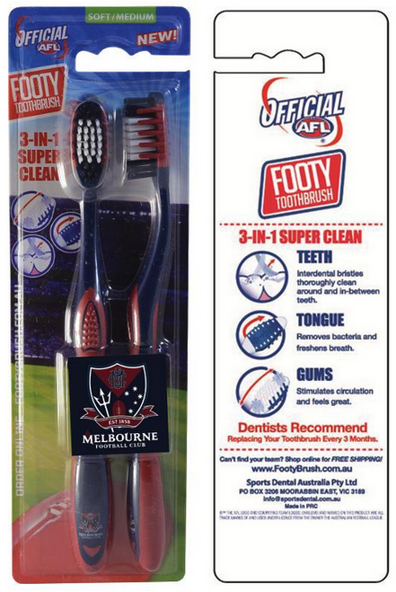 Melbourne Football Club AFL Adults Toothbrush - 2 Pack