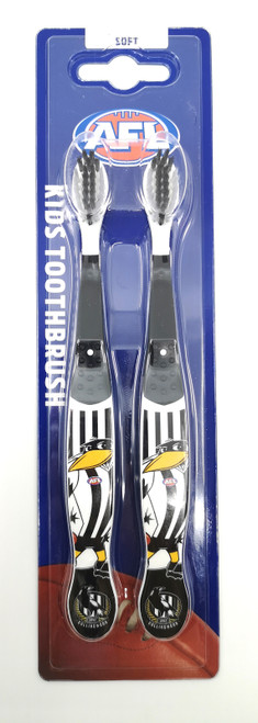 Collingwood Magpies AFL Mascot Kids Toothbrush - 2 Pack