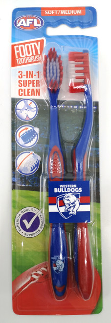 Western Bulldogs AFL Adults Toothbrush - 2 Pack