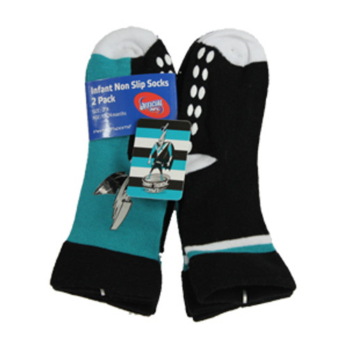 Port Adelaide Power Infant Non Slip Socks - 2 Pack