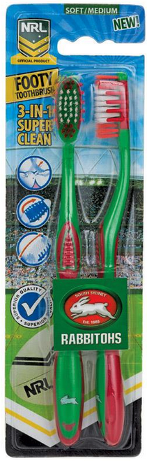 South Sydney Rabbitohs NRL Adults Toothbrush - 2 Pack