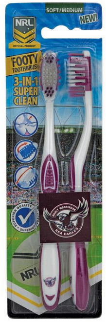 Manly Warringah Sea Eagles NRL Adults Toothbrush - 2 Pack