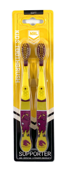 Brisbane Broncos NRL Mascot Kids Toothbrush - 2 Pack