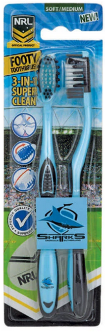 Cronulla-Sutherland Sharks NRL Adults Toothbrush - 2 Pack