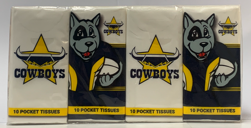 North Queensland Cowboys NRL Mascot Pocket Tissues - 4 Pack North Queensland Cowboys NRL Mascot Pocket Tissues - 4 Pack
