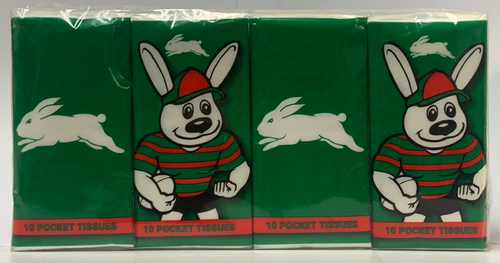 South Sydney Rabbitohs NRL Mascot Pocket Tissues - 4 Pack