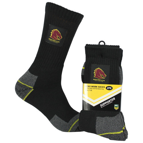 Brisbane Broncos Work Socks - 2 Pack