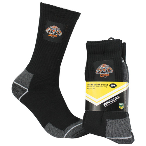 Wests Tigers Work Socks - 2 Pack