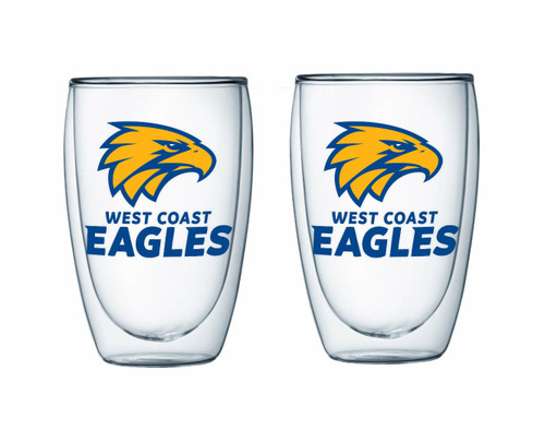 West Coast Eagles Set Of Two Double Wall Glass