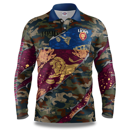 Brisbane Lions AFL Adult Fishing Shirt - Skeletor