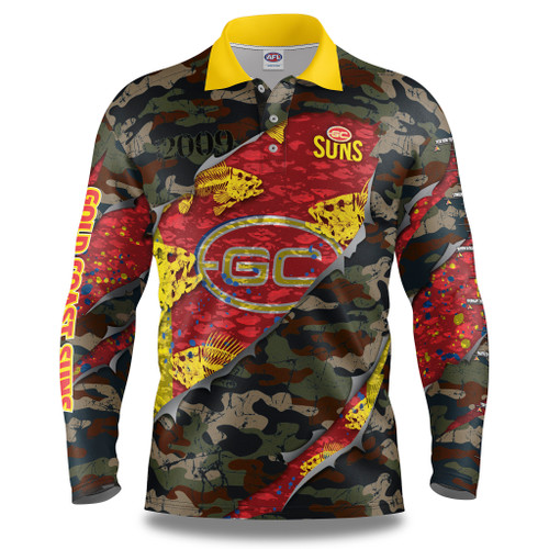 Gold Coast Suns AFL Adult Fishing Shirt - Skeletor