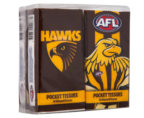 Hawthorn Hawks AFL Mascot Pocket Tissues - 4pk Hawthorn Hawks AFL Mascot Pocket Tissues - 4pk