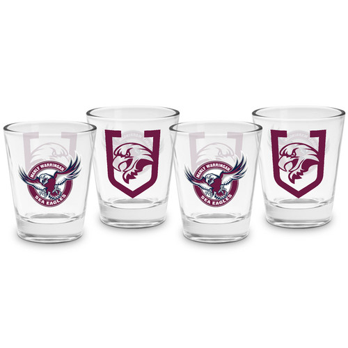 Manly Warringah Sea Eagles NRL 4 Pack Shot Glass