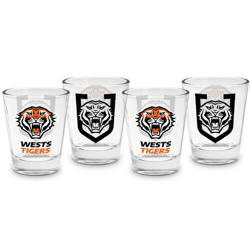 Wests Tigers NRL 4 Pack Shot Glass