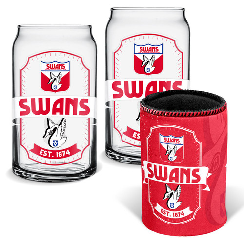 Sydney Swans AFL Can Glasses & Can Cooler