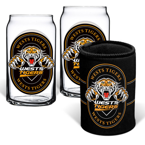 Wests Tigers NRL Can Glasses & Can Cooler