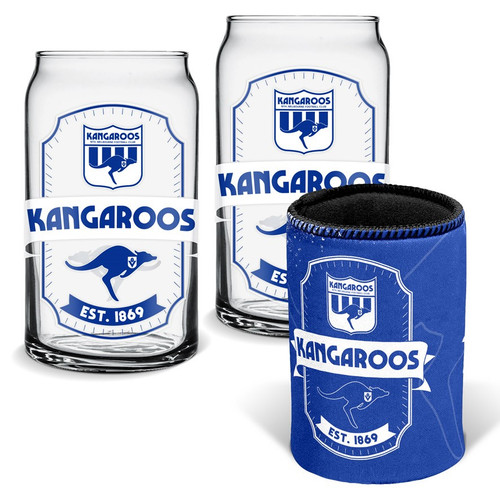 North Melbourne Kangaroos AFL Can Glasses and Can Cooler