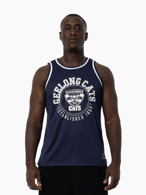 Geelong Cats Mens Mesh Basketball Singlet Geelong Cats Mens Mesh Basketball Singlet