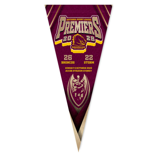 Brisbane Broncos 2025 Premiers Score Pennant - First Release Brisbane Broncos 2025 Premiers Score Pennant - First Release