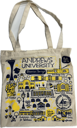 Natural Canvas Slim Tote - AU Campus Art