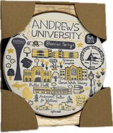 JG 4 Pack Roud Stone Coaster w/wood Holder - AU Campus Art
