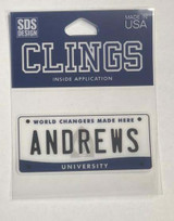 3" Andrews University License Plate Cling