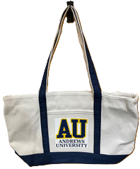 Natural Canvas Tote Bag with Patch - AU Campus art